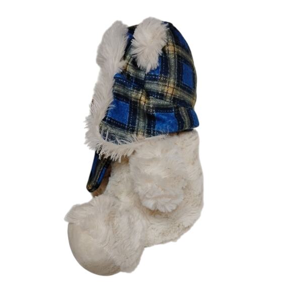 🎄 ❄️Plush Winter Teddy Bear 🧸 Blue Plaid Hat & Scarf ✨ 8" Holiday Decor - Picture 5 of 10